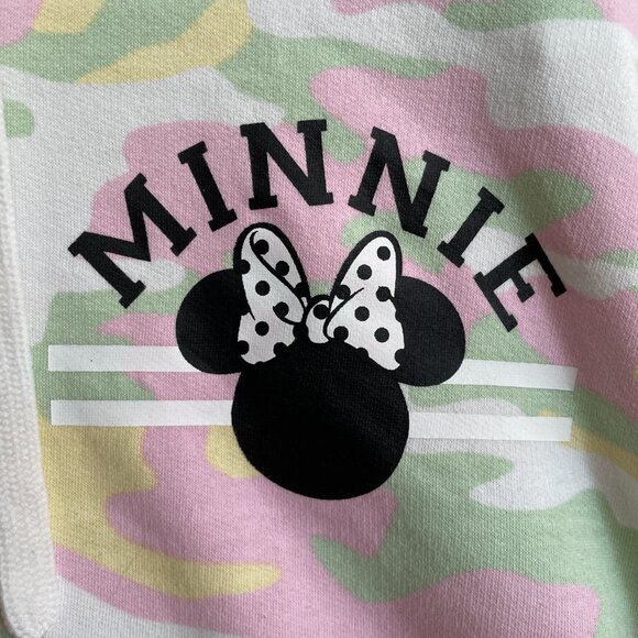 Disney Minnie Mouse Camo Pullover Hoodie Women M Graphic Fleece Preppy Travel - Picture 3 of 7